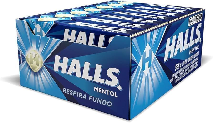 Bala Halls Mentol Envelope 28g Caixa C/ 21 un