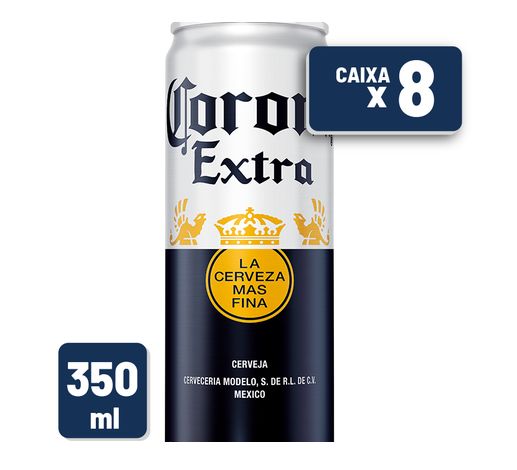 Cerveja Corona Extra Lata 350ml Cx/ C/ 8 unidades